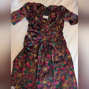 NWT The Kooples MULTICOLOR FEATHER PRINT SHORT SLEEVESHORT DRESS